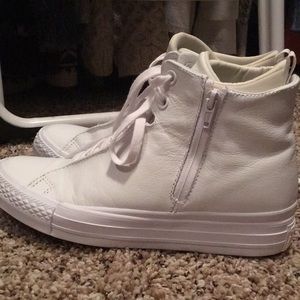 White All leather high top Converse Chucks